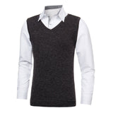 Autumn Winter Classic Vest Sweater Knitwear Men Sleeveless Knitting Sweaters Solid Color V-Neck Wool Pullovers Men Jersey Hombre