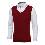 Autumn Winter Classic Vest Sweater Knitwear Men Sleeveless Knitting Sweaters Solid Color V-Neck Wool Pullovers Men Jersey Hombre