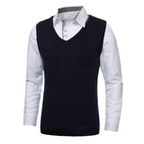 Autumn Winter Classic Vest Sweater Knitwear Men Sleeveless Knitting Sweaters Solid Color V-Neck Wool Pullovers Men Jersey Hombre