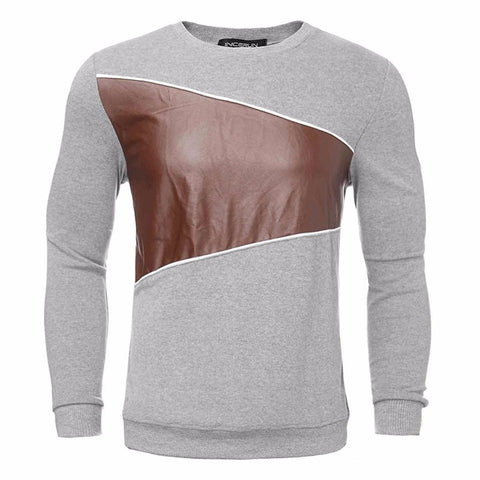 Fashion Mens New 2017 Autumn Hoodie Sweatshirt Casual Long Sleeve Crew Neck Tops Patchwork Pullovers Plus Size Sudaderas Hombre