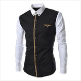 New Mens Shirt Long Seeve 2017 Autumn Fashion Mens Sim Fit Dress Shirts Brand Design Patchwork Chemise Homme Camisas Hombre