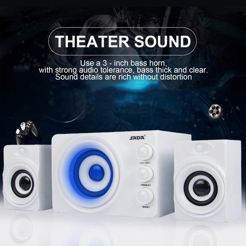 SADA Mini Bluetooth speaker Portable Wireless speaker Computer Speaker for Mobile Phone Laptop Desktop Speaker with Blue light
