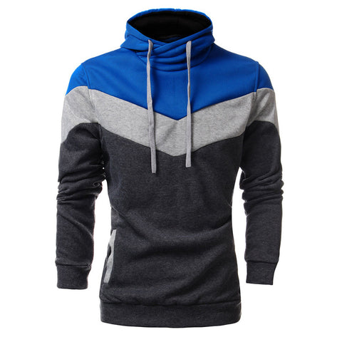 Podom 2017 Autumn Winter Men Sweatshirt Slim Fit Hooded Hoodies Patchwork Fleece Tracksuit Chandal Hombre