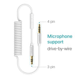Ugreen Coiled Aux Cable Jack 3.5 Flexible Elastic Stretch Cable Spring cord Stereo Audio Cable for Car Headphone iPhone Speaker