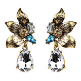 1 Pair Elegant Women Fashion Petal Rhinestone VINTAGE EARRINGS Ear Earrings Crystal Chain #30