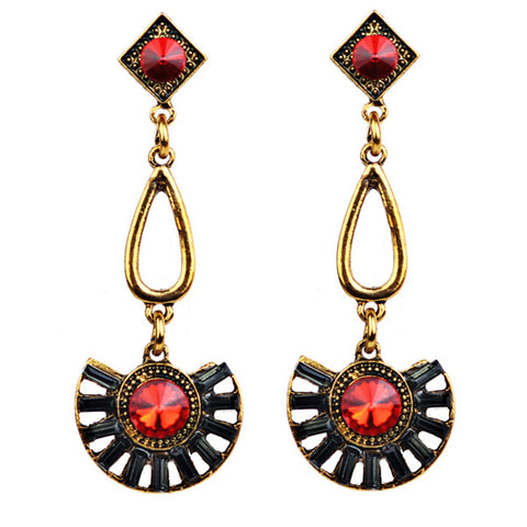 1 Pair Elegant Women Fashion Rhinestone Ear Earrings Crystal Chain Golden VINTAGE EARRINGS #30