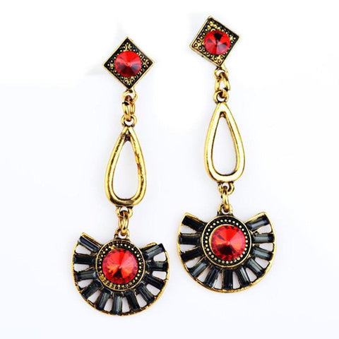 1 Pair Elegant Women Fashion Rhinestone Ear Earrings Crystal Chain Golden VINTAGE EARRINGS #30