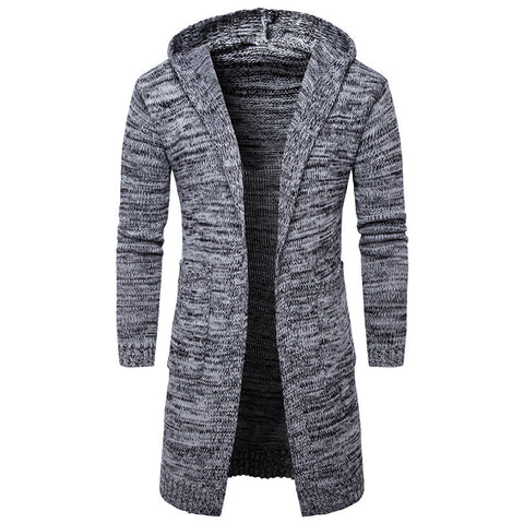 New 2017 Autumn Winter Warm Men's Thicken Cotton Hooded Knitted Cardigan Long Christmas Sweaters For Men Casual Jersey Hombre
