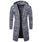 New 2017 Autumn Winter Warm Men's Thicken Cotton Hooded Knitted Cardigan Long Christmas Sweaters For Men Casual Jersey Hombre