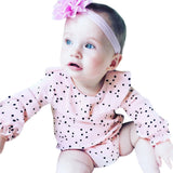 0-24M Fashion Autumn Newborn Infant Kids Baby Girsl O-Neck Long Sleeve Dot Ruffle Romper Outfits Clothes dropship